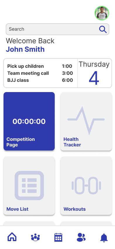Competitor mode — countdown and health tracker first