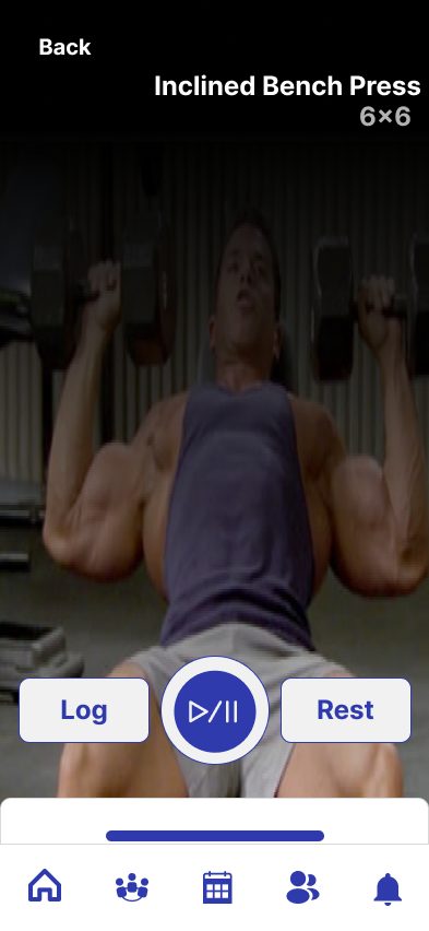 Guided workout with Log and Rest controls