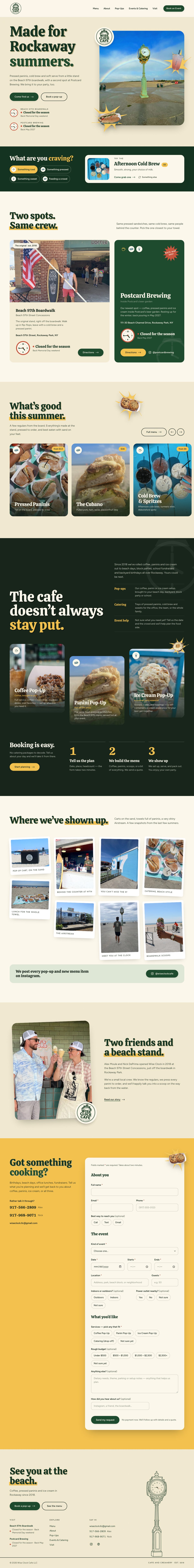 Wise Clock Cafe homepage, full length